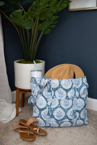 Quilted Block Print Tote Bags