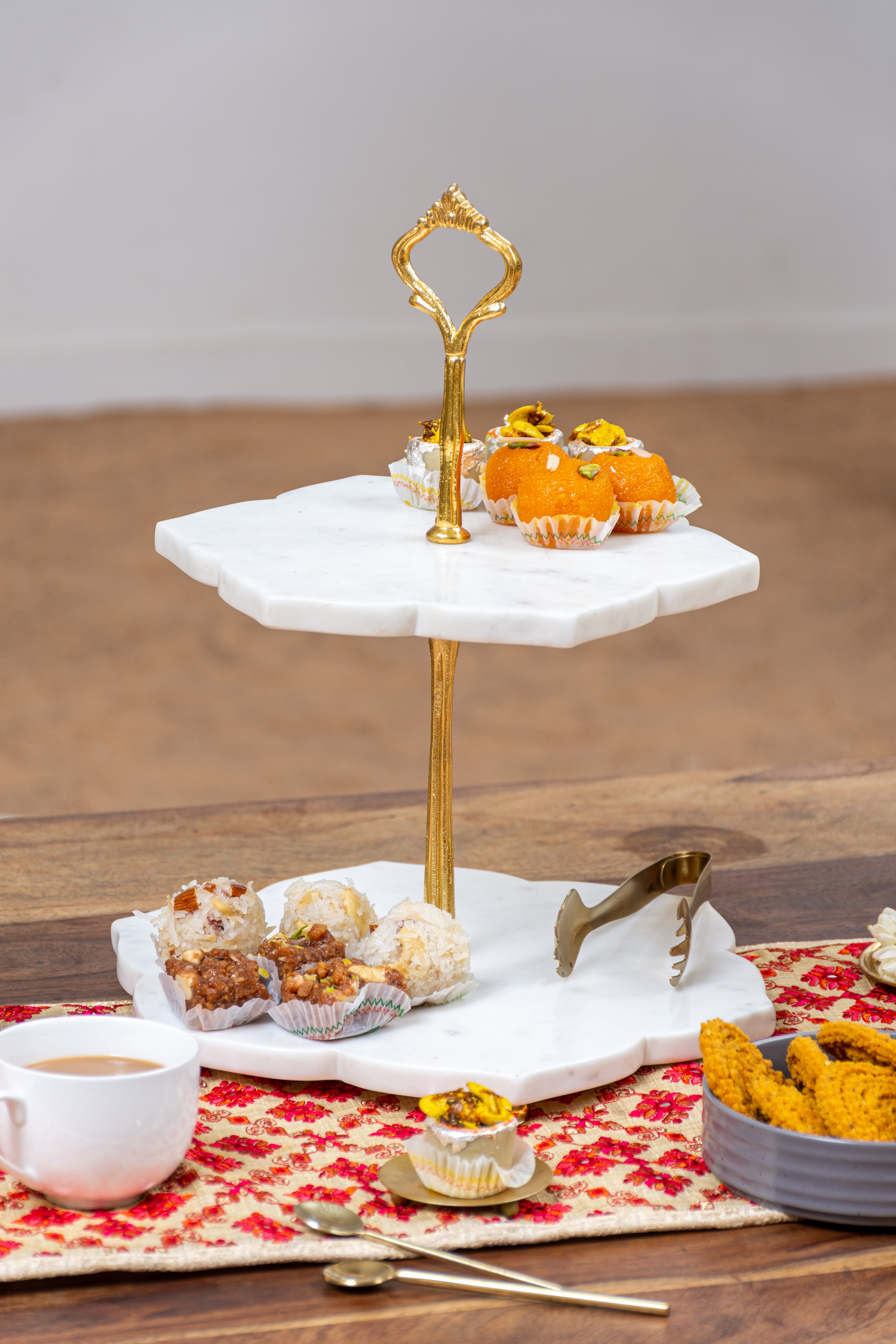 Ramisa Two-Tier Marble Serving Platter