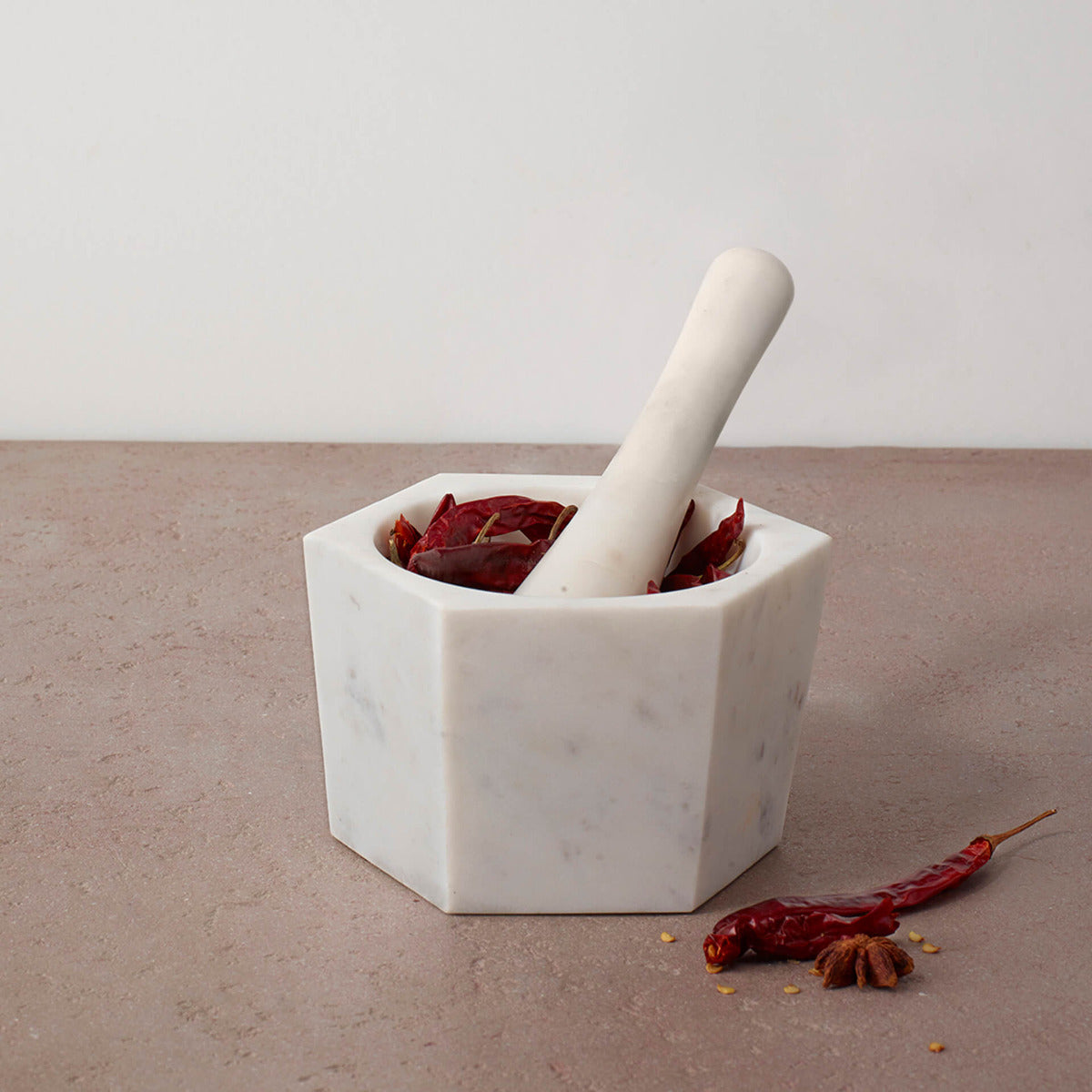 White Marble Mortar and Pestle