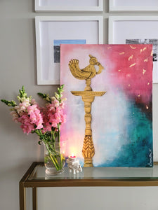 Mayur Puja Lamp Painting by Sri's Arts