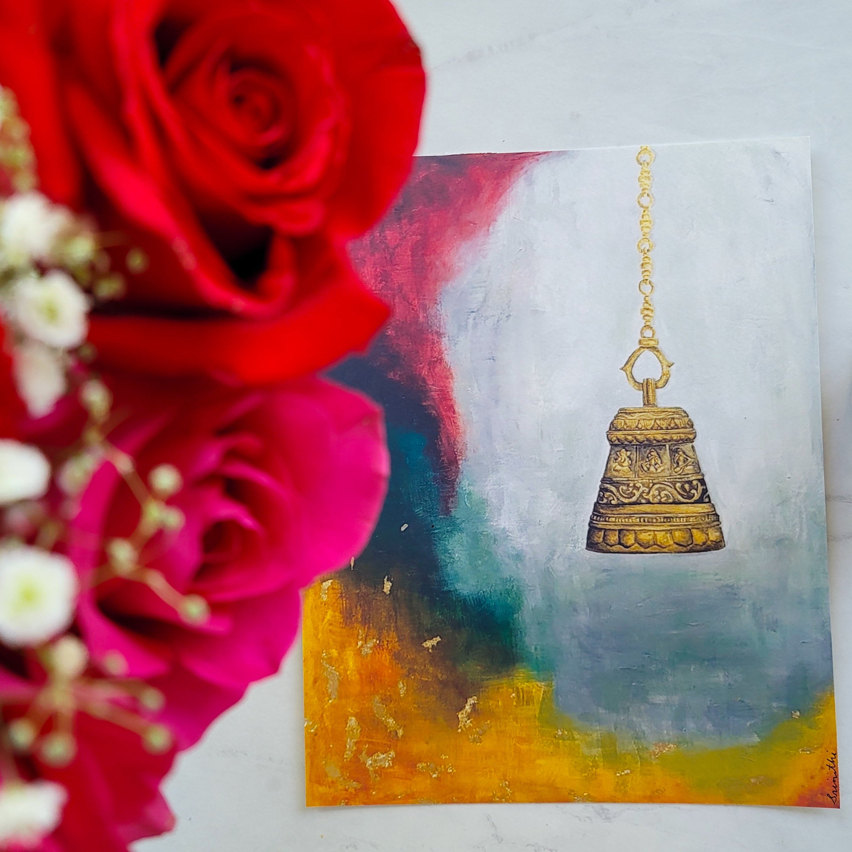 Prayer Bell Print by Sri's Arts