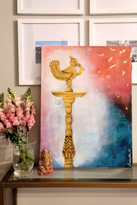 Mayur Puja Lamp Painting by Sri's Arts