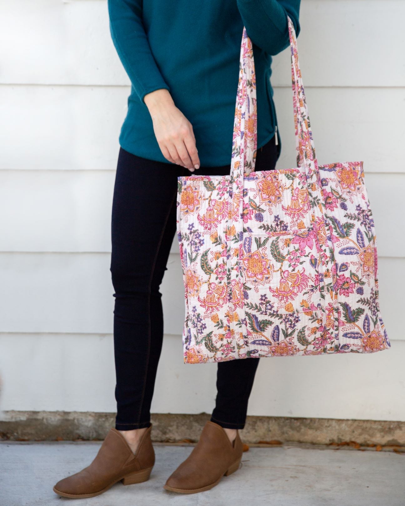 Quilted Block Print Tote Bags